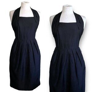 Vintage 90s Lauren Alexandra Womens Dress Sz 10P 10 Petite Black Silk Minimalist